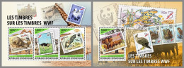 CENTRAL AFRICAN 2023 MNH WWF Stamps On Stamps M/S+S/S – IMPERFORATED – DHQ2415 - Timbres Sur Timbres