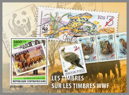 CENTRAL AFRICAN 2023 MNH WWF Stamps On Stamps S/S – OFFICIAL ISSUE – DHQ2415 - Timbres Sur Timbres