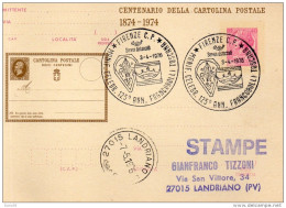 1976 CARTOLINA CON ANNULLO SPECIALE FIRENZE -  CELEBRAZIONE 125° ANNI FRANCOBOLLO TOSCANO - Postwaardestukken