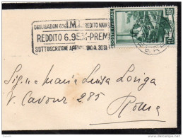 1951  LETTERA CON ANNULLO ROMA + TARGHETTA REDDITO NAVALE - 1946-60: Marcophilie