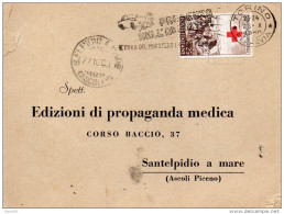 1960 CARTOLINA PROPAGANDA MEDICA CON ANNULLO TORINO + TARGHETTA + SANTELPIDIO A MARE ASCOLI PICENO - 1946-60: Marcophilie