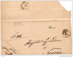 1872 LETTERA CON ANNULLO IN CORSIVO RONCO VERONA - Poststempel