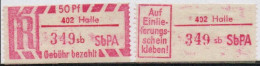 DDR Einschreibemarke Halle SbPA Postfrisch, EM2B-402sbI PU+ RU (b) Gt - Labels For Registered Mail