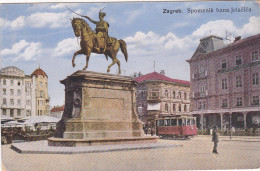 ZAGREB  - Monument To Ban Jelačić - Tramway - Croacia