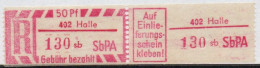 DDR Einschreibemarke Halle SbPA Postfrisch, EM2B-402sbI PU+ RU (a) Zh - Etichette Di Raccomandazione