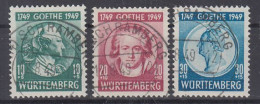 Württemberg Mi. 44-46 200.Geburtstag Von Johann Wolfgang Von Goethe - Wurtemberg