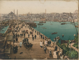 Photo Constantinople 1890, Pont De Kara-Keui... Albuminée Colorisé Format 16/22(photolithographie) - Oud (voor 1900)