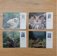 Aland 1996 Set Birds/Vogel Stamps (Michel 109/12) Used On Illustrated Postcards - Aland
