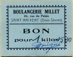 Bon Pour 1,5 Kilos De Pain - Boulangerie Millet - Saint Maixent (Deux Sèvres) - Notgeld