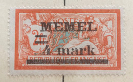 MEMEL - 4 Mark Type II Sur 2 F - VARIÉTÉ, BARRE PLUS COURTE - Ongebruikt