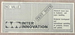 INTER INNOVATIONS TEST BANKNOTE, WITH SWEDEN 5 Kr 1965-81 WATERMARK !  D-0756 - Suecia