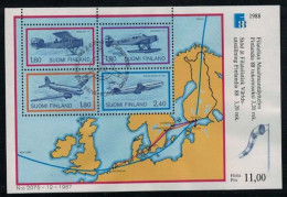 1988 Finland Michel Bl 4, Finlandia 88 Aeroplanes, FD Stamped. - Blocks & Kleinbögen