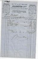 TROYES- FACTURE DU 5 OCTOBRE 1869- MERCERIE-CHAUSSURES JOANNETIN SOEURS- 42 RUE NOTRE-DAME- EX MAISON BROCARD - 1800 – 1899