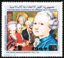 Comores Comoros - Local Overprint - Surcharge Locale 200 F - Mozart - Mi 1139 Sc 815O MNH ** RARE - Defects At The Back - Musik