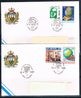 SAN MARINO 1988 -Europa Cept Trasporti Su  2 Buste Con Annulli Eventi Filatelici Del 1991 - 1988