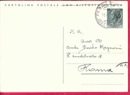 INTERO CARTOLINA POSTALE SIRACUSANA L. 20 (DOMANDA) ( INT. 147D) DA FERRARA*11.6.59* PER ROMA - Postwaardestukken