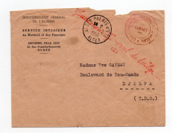 !!! MARQUE DE FRANCHISE GOUVERNEUR GENERAL DE L'ALGERIE SUR LETTRE DU 27/2/1961 POUR DJELFA - Storia Postale