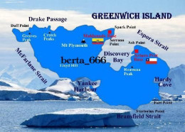 Antarctica Greenwich Island Map New Postcard * Carte Geographique * Landkarte - Otros & Sin Clasificación