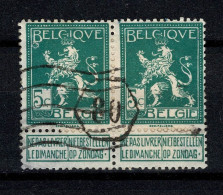 Belgique 1912 COB 110 En Paire Belle Oblitération Facteur Hexagonale 80 - 1912 Pellens