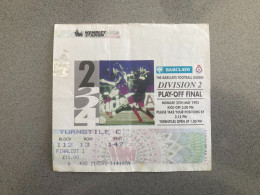 Blackburn Rovers V Leicester City 1991-92 Match Ticket - Tickets & Toegangskaarten