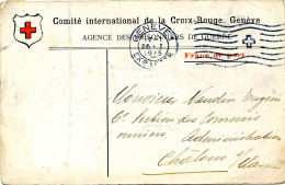 Carte Du Comité International De La Croix Rouge - Cachet De Genève 26 I 1915 Pour Chalons Sur Marne - Rode Kruis