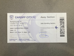 Cardiff City V Portsmouth 2022-23 Match Ticket - Tickets & Toegangskaarten