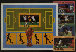 Ghana 968-971 Und Block 99 Postfrisch Fußball #GC465 - Ghana (1957-...)