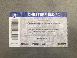 Chesterfield V Notts County 2021-22 Match Ticket - Tickets D'entrée