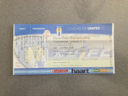 Colchester United V Bristol City 2007-08 Match Ticket - Match Tickets