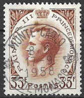 MONACO - 1955 - PRINCIPE RANIERI - FR. 35 - USATO (YVERT 426A - MICHEL 584) - Used Stamps