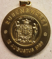 4642 Vz Rubensmarkt Antwerpen 15 Augustus 1989 – Kz Buste Rubens Zie Scan - Tokens Of Communes