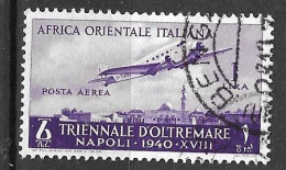 A.O.I. - 1940 - POSTA AEREA -TRIENNALE D'OLTREMARE - LIRE 1,00 - USATO (YVERT AV 17 - MICHEL 52 - SS A17) - Africa Oriental Italiana