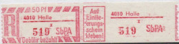 DDR Einschreibemarke Halle SbPA Postfrisch, EM2F-4010z(1) Zh - Etiquettes De Recommandé