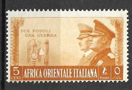 A.O.I. - 1941 - HITLER MUSSOLINI - CENT. 5 - NUOVO SENZA GOMMA (YVERT 36 - MICHEL 55 - SS 34) - Italiaans Oost-Afrika