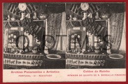 PORTUGAL - ARCHIVO PANORAMICO E ARTISTICO - CALDAS DA RAINHA - QUARTO DE R. BORDALO PINHEIRO - 1910 STEREOSCOPIC PC - Lisboa