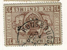 D063   ROUSBRUGGE       POSTSTEMPEL  OP SPOORWEGZEGEL N°1  Met Speldegaatje - Oblitérés