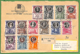 ZA1639 - VATICANO - Storia Postale -  Sass # 158/68 + Esp. 13/14 Su Busta 1959 - Brieven En Documenten