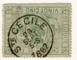 D064   STE CECILE       POSTSTEMPEL  OP SPOORWEGZEGEL N°3  Met Speldegaatje - Used