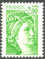 349 France Yv 1977 Sabine De Gandon 2f Vert Jaune Yellow Green MNH ** Neuf SC (1977-1b) - 1977-1981 Sabina Di Gandon