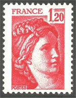 349 France Yv 1974 Sabine De Gandon 1f 20 Rouge Red MNH ** Neuf SC (1974-1b) - 1977-1981 Sabine Van Gandon