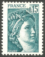 349 France Yv 1966 Sabine De Gandon 15c Vert-bleu Blue-green MNH ** Neuf SC (1966-1d) - Otros & Sin Clasificación