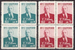 Albania MNH Set In Blocks Of 4 Stamps - Lénine