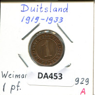 1 RENTENPFENNIG 1929 A ALEMANIA Moneda GERMANY #DA453.2.E.A - 1 Rentenpfennig & 1 Reichspfennig