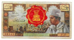 (Billets). Maroc. Morocco. 5 Dirhams ND 1969 (2). Objet Pub. Petit Format 6.5 X 3.5 Cm. Serie TELE BANCO CANCION - Maroc