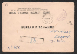 1975 ENVELOPPE DU BUREAU DES DOUANES DE BUCAREST      F69 - Marcofilie