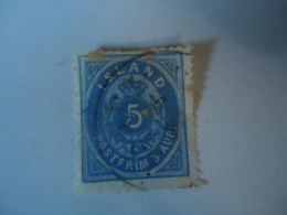 ICELAND   USED STAMPS  1876 5A BLUE - Other & Unclassified