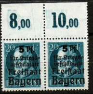 BAYERN, ALTDEUTSCHLAND ,1919, MI 173 A, PAAR MIT ANHANG, HILFE FÜR KRIEGSGESCHÄDIGTE, POSTFRISCH, NEUF, - Mint