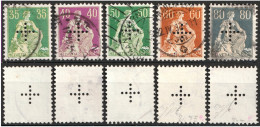 Schweiz Suisse 1935: OFFICIEL II N° 8-11+13 Kreuz-Perforation + En Croix Mit Stempel Obliterée Used (Zu CHF 260.00) - Oficial