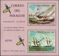 Paraguay 1968 Mi Bl 113 Surchargé Muestra, Spécimen. Régates De Voiliers, Phare, Jeux Olympiques De Mexico - Phares