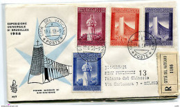 Vaticano FDC Venetia 1958 Expo Di Bruxelles  Viaggiata Racc. Per L'Italia - FDC